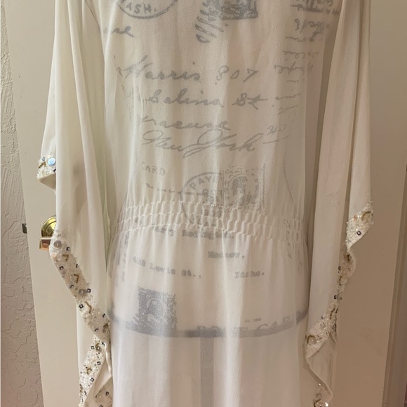 Rhona Sutton Cream Embellished Swim Coverup - Picture 7 of 12